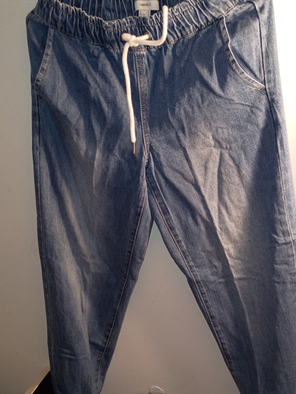Forever 21 Men's Light Blue Drawstring Relaxed Jeans